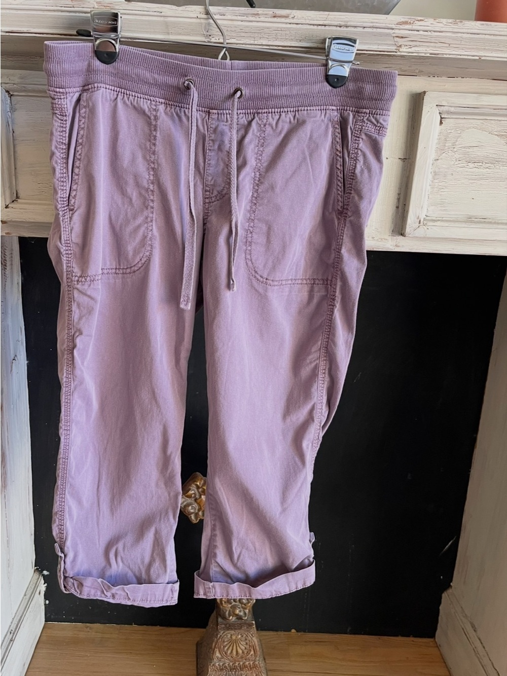 Sonoma Lilac Dusky Lavender Purple Roll Tab Cuff Knit Waistband Drawstring Pants